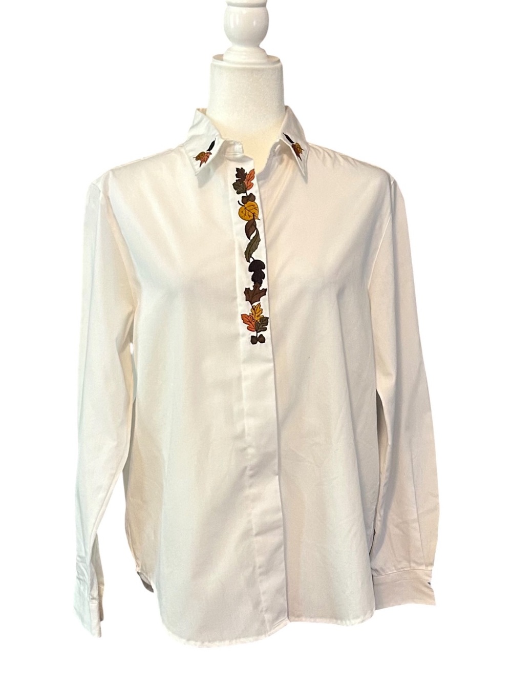 NWT VINTAGE Karen Scott Cotton Rich Harvest Button Down Shirt Women’s PM White
